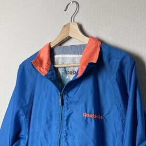 vintage reebok blue windbreaker jacket